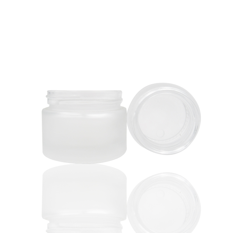 hot sale 100g frosted glass cream jar with white lid eco friendly cosmetic containers