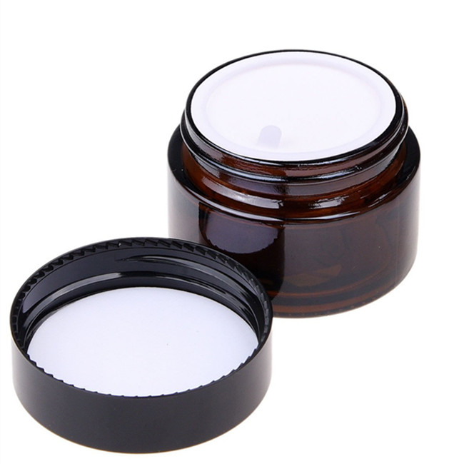 hot sale 10g 30g 1oz cosmetic packaging amber glass jar with gold/silver/black lid