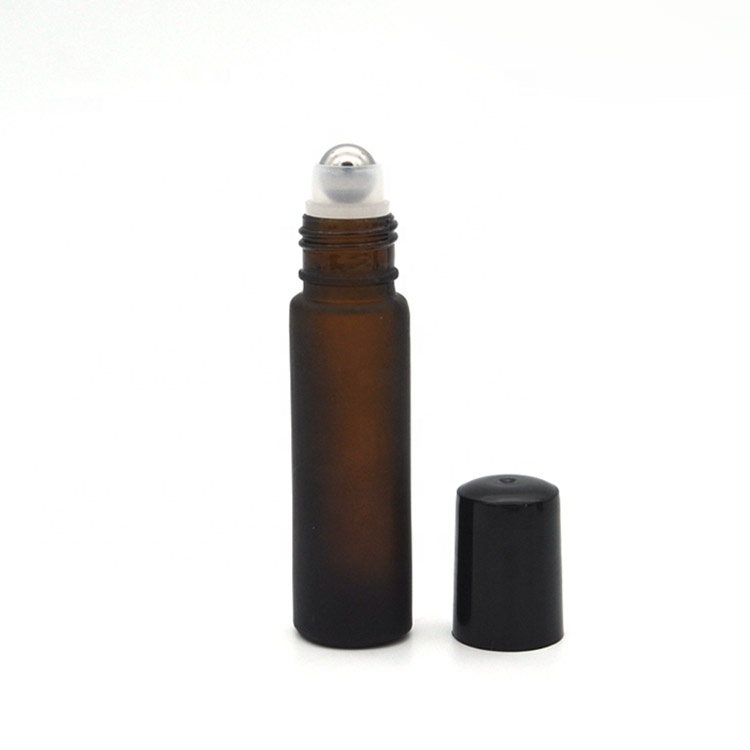 hot sale 10ml amber glass roll on bottle essential oil bottle with stainless steel roller ball popular roller bottles