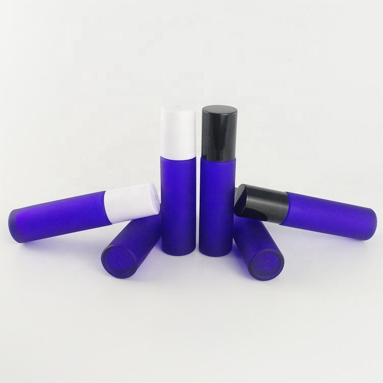 hot sale 10ml matte black glass roll on bottle with stainless steel roller ball popular roller bottles