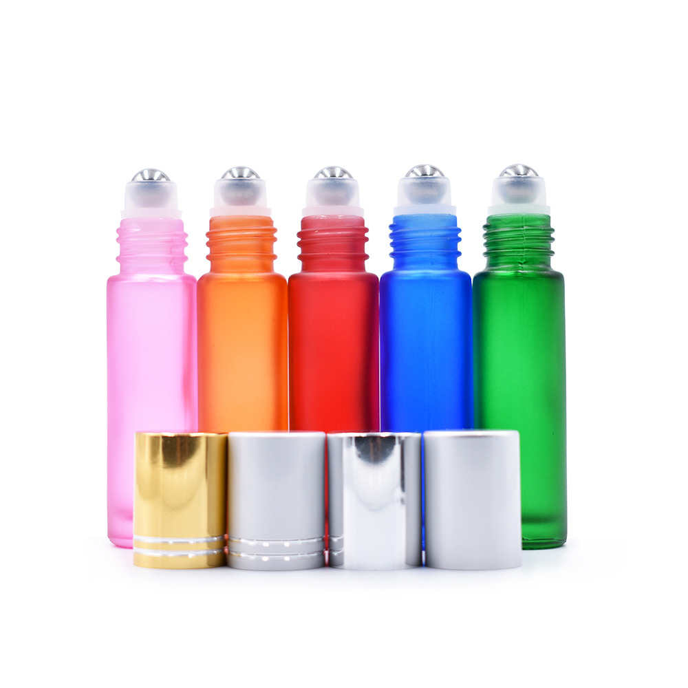 hot sale 10ml matte black glass roll on bottle with stainless steel roller ball popular roller bottles