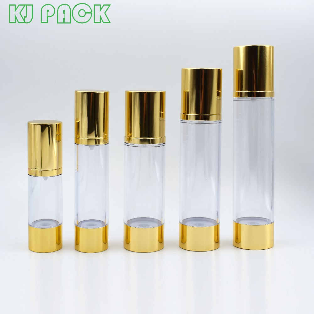 hot sale 15ml 30ml 40ml 50ml Gold Airless Pump Lotion Bottle For Cosmetic Makeup Packaging
