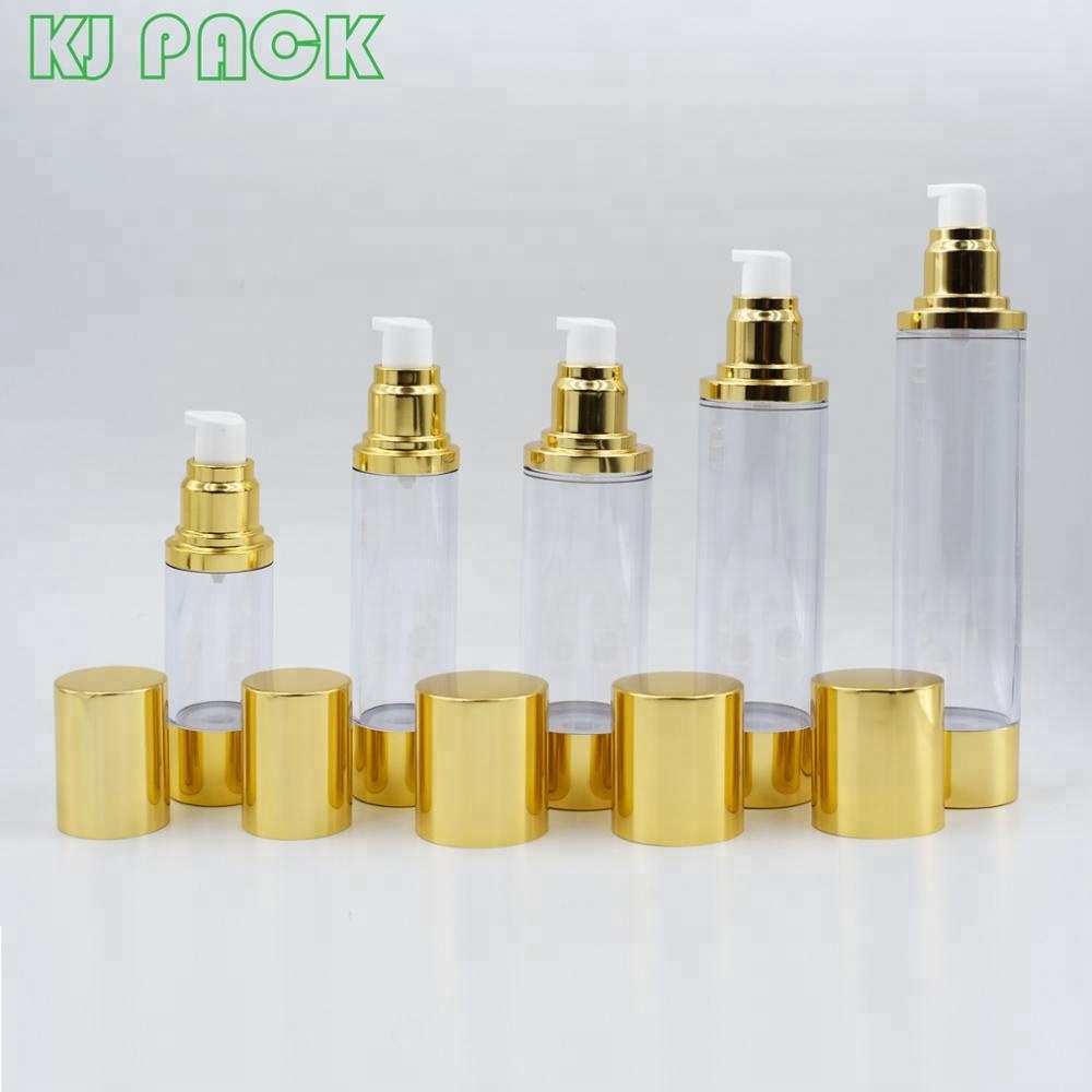 hot sale 15ml 30ml 40ml 50ml Gold Airless Pump Lotion Bottle For Cosmetic Makeup Packaging