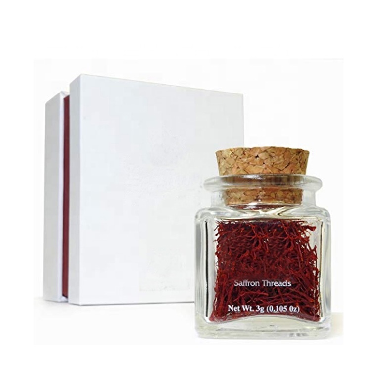 hot sale 1oz 3oz sea salt packaging jar 30ml 90ml square candy bottle 3g 5g empty saffron thread glass bottle with cork stopper