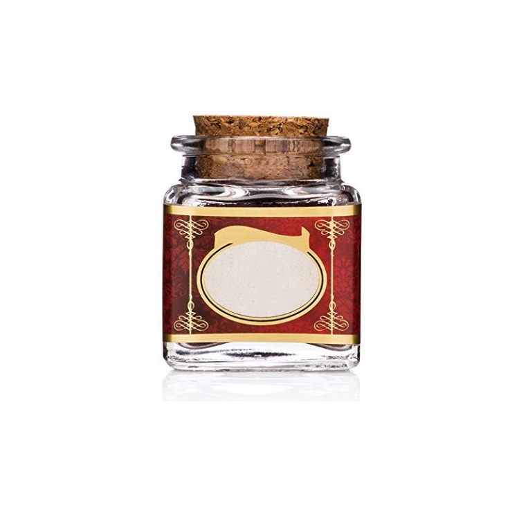 hot sale 1oz 3oz sea salt packaging jar 30ml 90ml square candy bottle 3g 5g empty saffron thread glass bottle with cork stopper