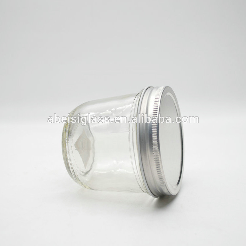hot sale 250ml round vegetable salad jam sauce caviar glass bottle honey jar spice sugar glass jar with aluminium lid