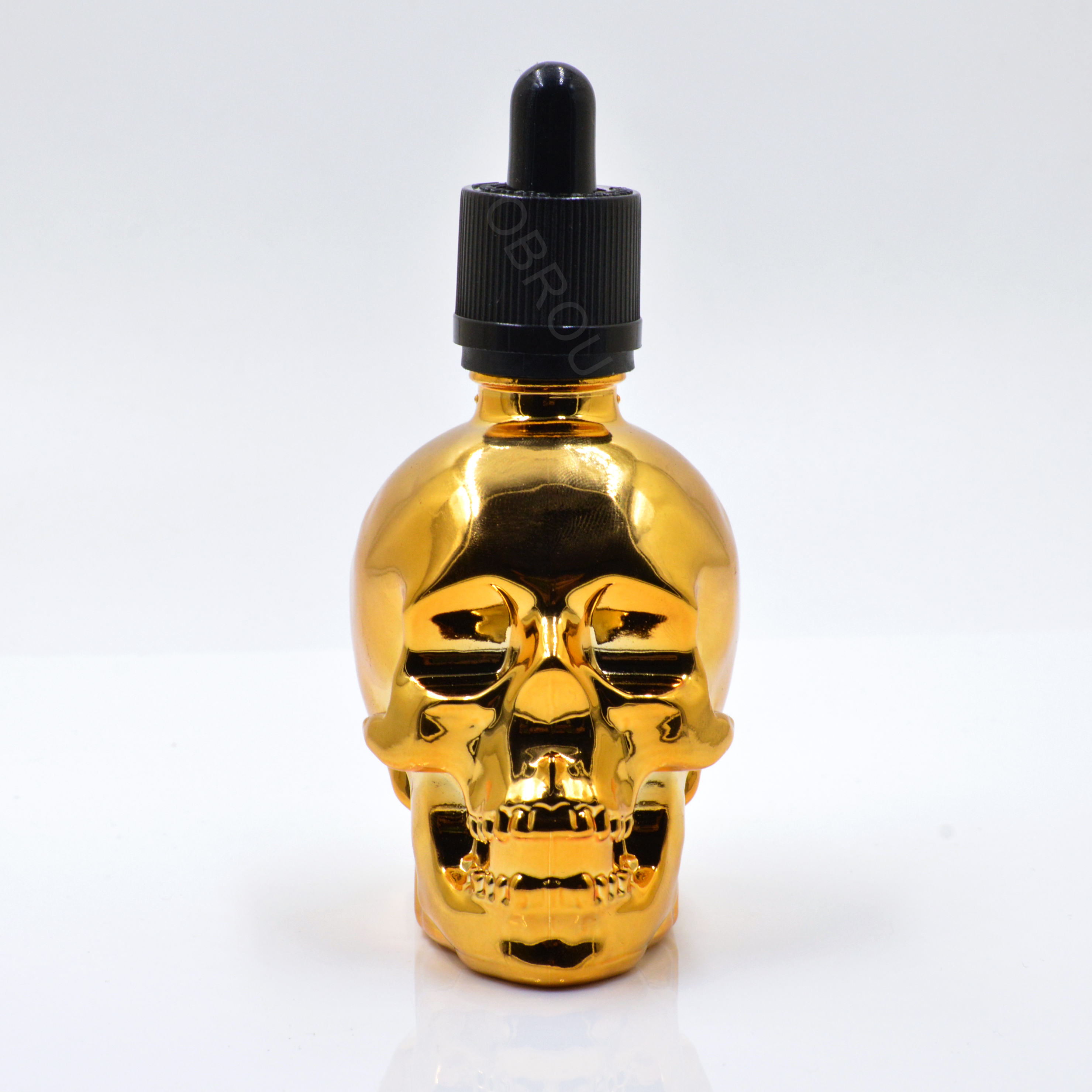 hot sale 30 ml 120 ml 60 ml skull dropper bottle golden glass skull bottle eliuqid essential oil skull glass bottles