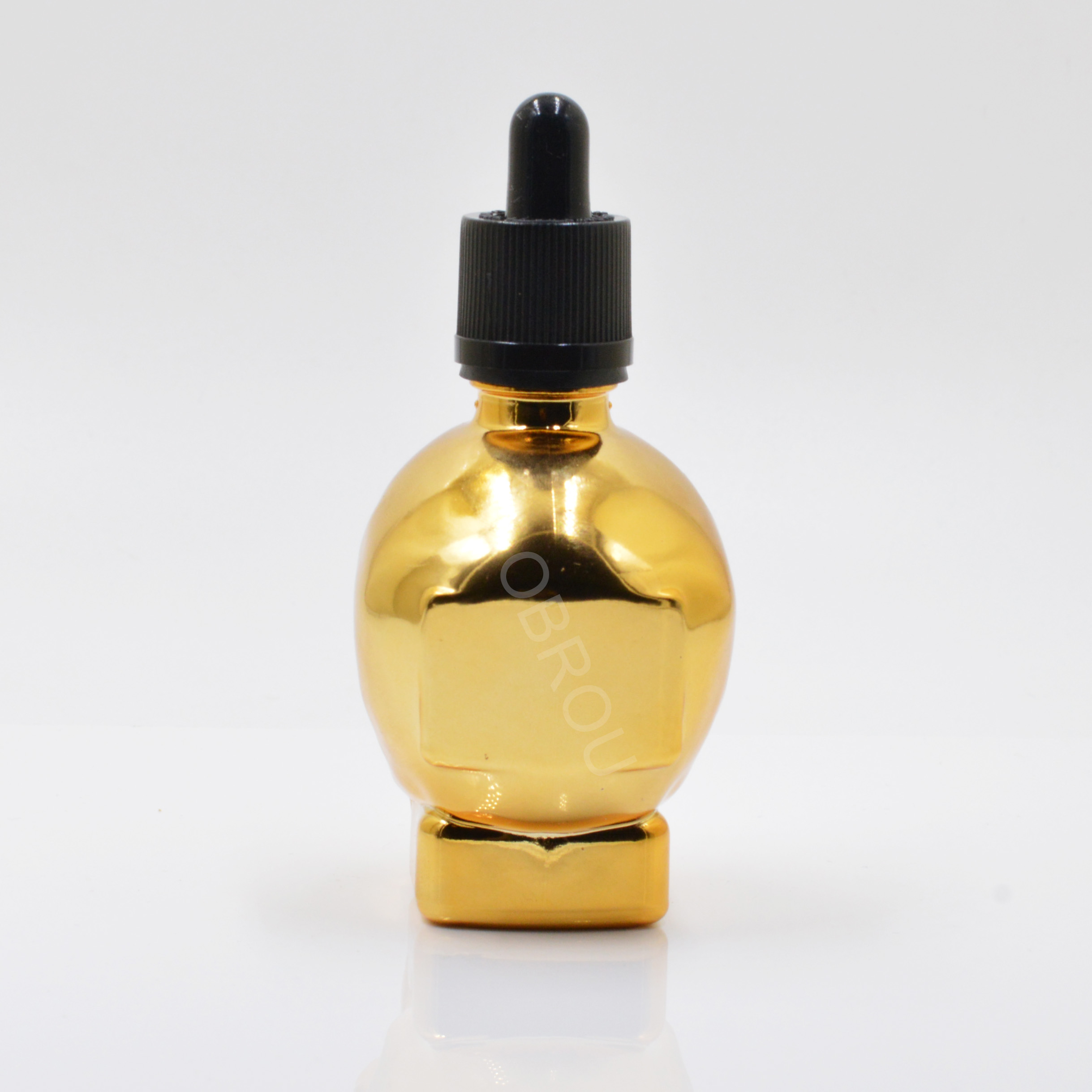 hot sale 30 ml 120 ml 60 ml skull dropper bottle golden glass skull bottle eliuqid essential oil skull glass bottles
