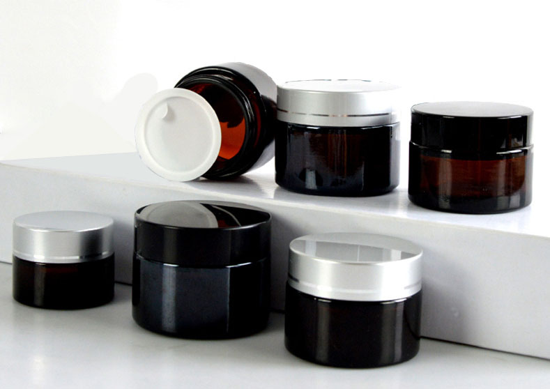 hot sale 30g 50g amber pet glass jar cosmetic jar container for Face Cream