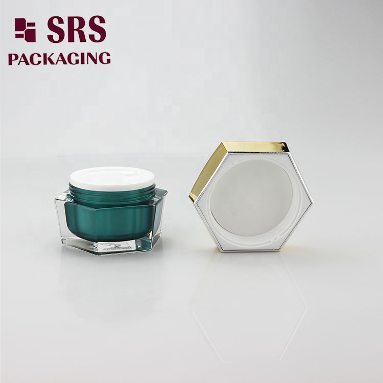 hot sale 30g 50g cosmetic jars empty hexagon acrylic luxury cream jar