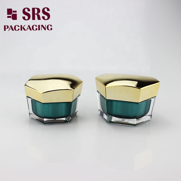 hot sale 30g 50g cosmetic jars empty hexagon acrylic luxury cream jar
