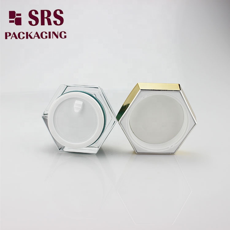 hot sale 30g 50g cosmetic jars empty hexagon acrylic luxury cream jar