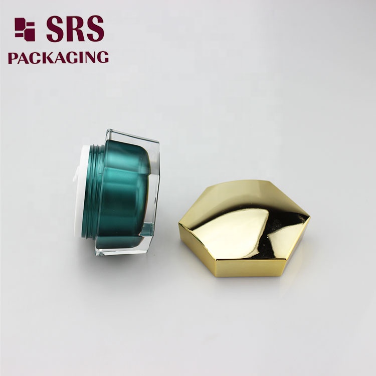 hot sale 30g 50g cosmetic jars empty hexagon acrylic luxury cream jar