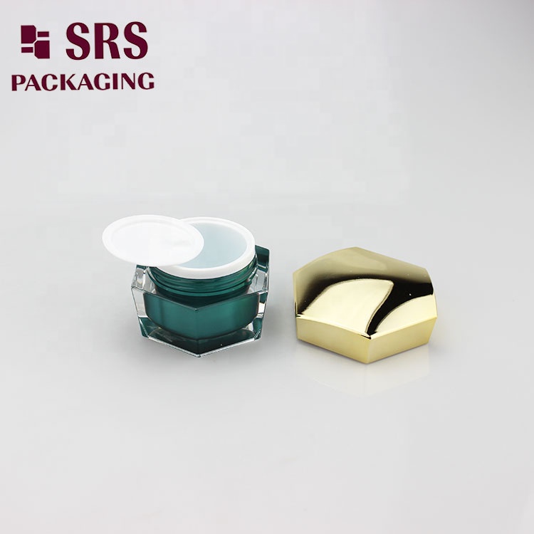 hot sale 30g 50g cosmetic jars empty hexagon acrylic luxury cream jar