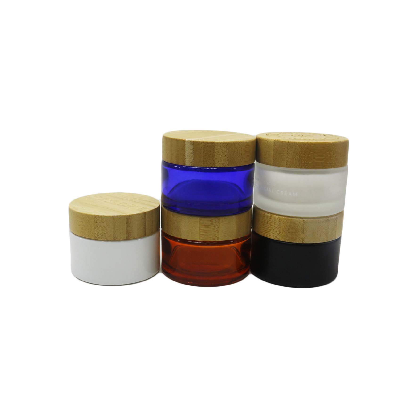 hot sale 30ml 50ml environmental empty wood lid candle glass cosmetic cream jar with bamboo lid BJ-606C