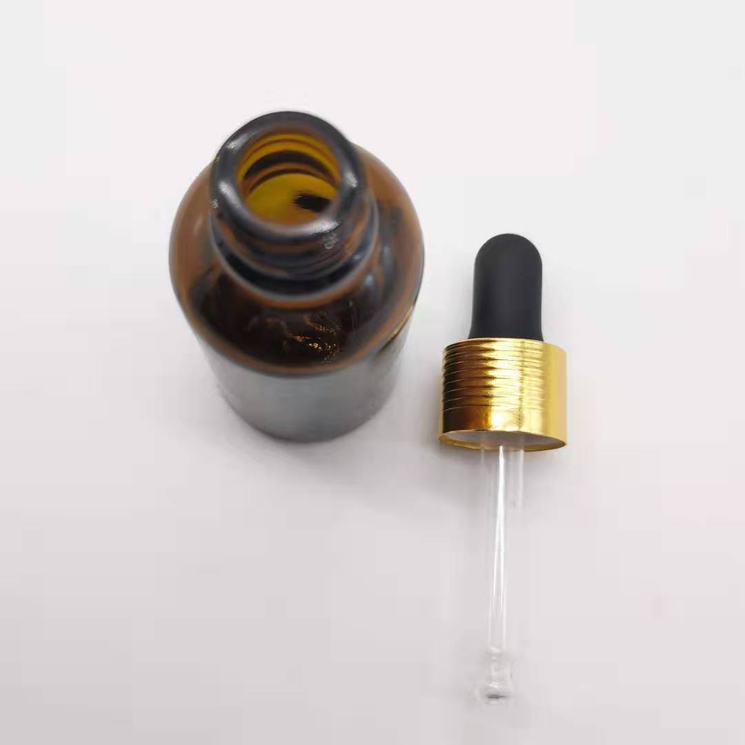 hot sale 30ml amber glass essential oil bottle with gold dropper