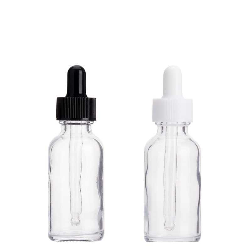 hot sale 30ml clear Boston round glass dropper bottle