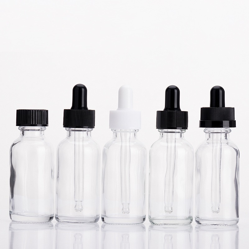hot sale 30ml clear Boston round glass dropper bottle