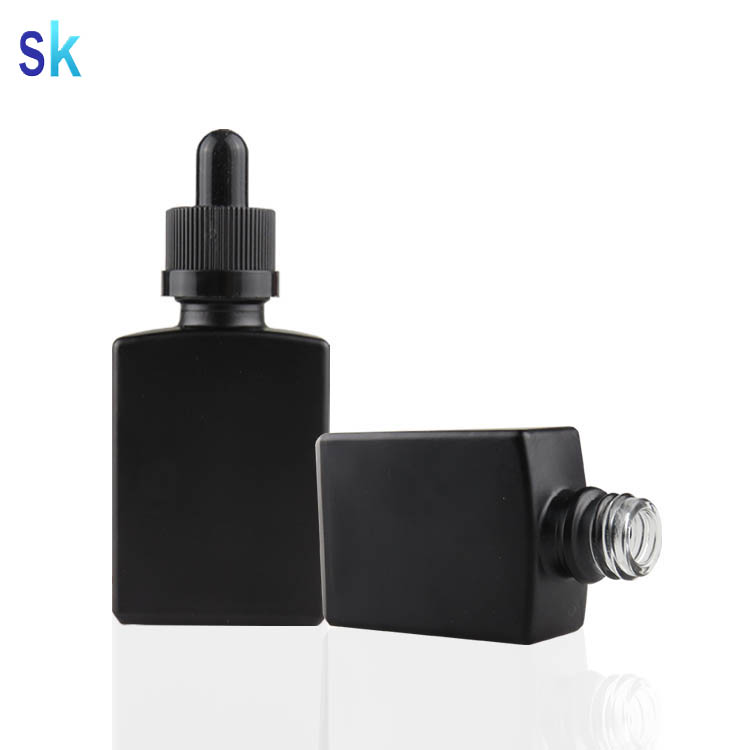 hot sale 30ml matte black rectangular e liquid e juice bottle glass