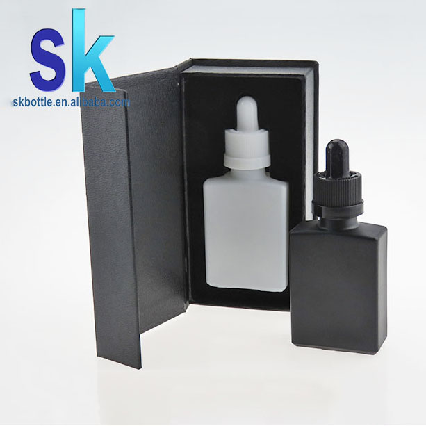 hot sale 30ml matte black rectangular e liquid e juice bottle glass