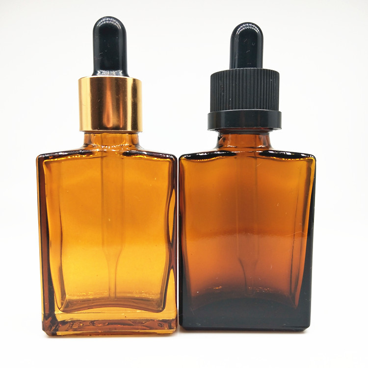 hot sale 30ml square/rectangular matte amber glass bottle