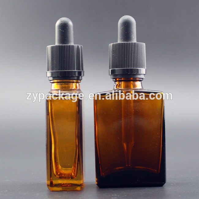 hot sale 30ml square/rectangular matte amber glass bottle