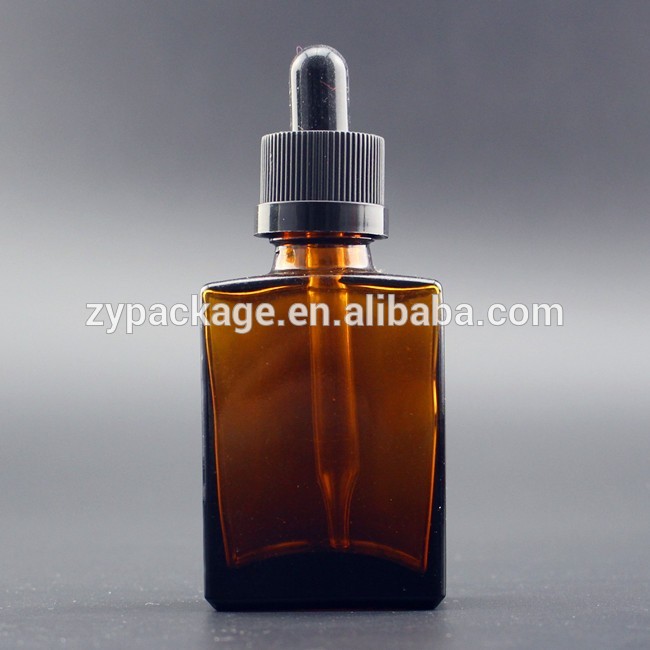 hot sale 30ml square/rectangular matte amber glass bottle