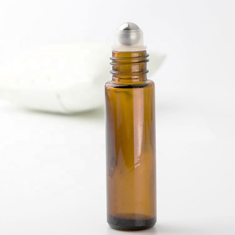 hot sale 3ml 5ml 10ml amber clear blue roller bottles 10 ml essential oil glass roll on bottles with stainless steel roller ball