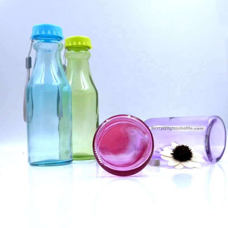 hot sale 400ml empty soda pop packaging 14oz pink glass drift bottle with screw cap