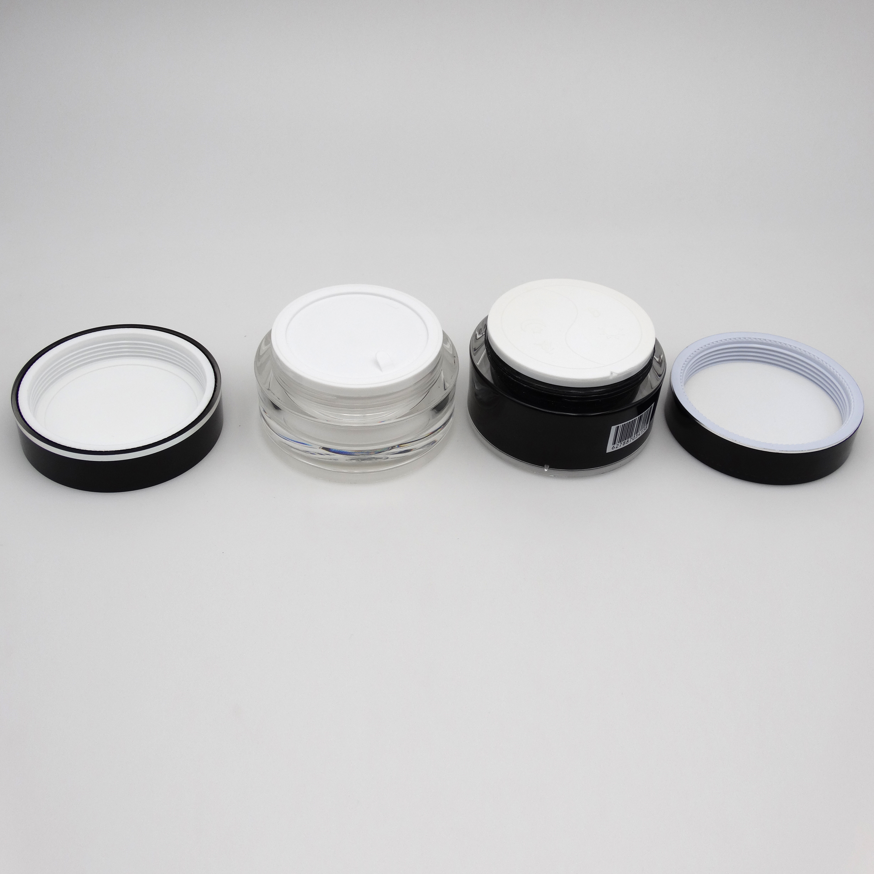 hot sale 50gx2 round black acrylic skin care cosmetic cream jar with dual chamber