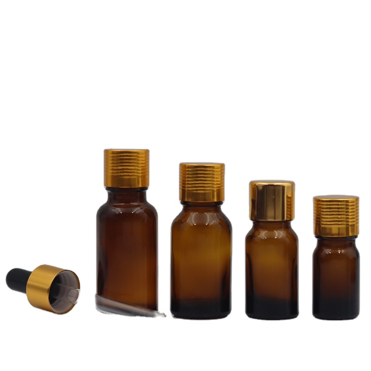 hot sale 5ml 10ml 15ml 20ml 30ml 50ml 100ml 200ml amber glass essential oil bottle with dropper
