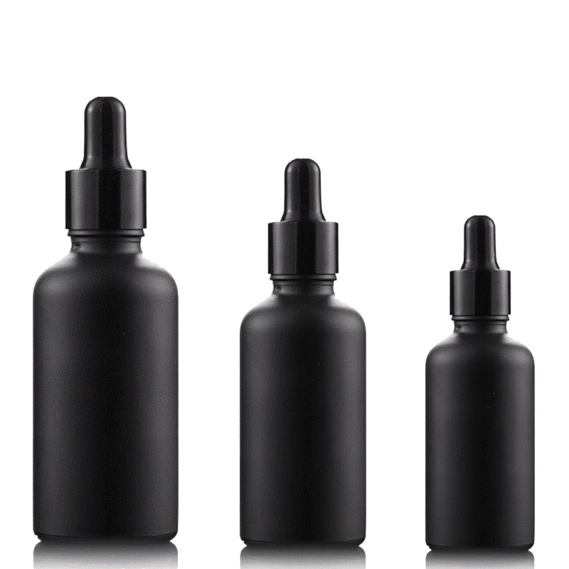hot sale 5ml 10ml 15ml 20ml 30ml 50ml 100ml black glass spray bottles frosted black bottle