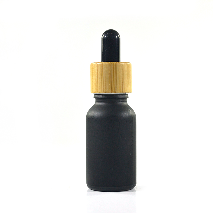 hot sale 5ml 10ml 15ml 20ml 30ml 50ml 100ml matte black essential oil glass dropper bottle with cap