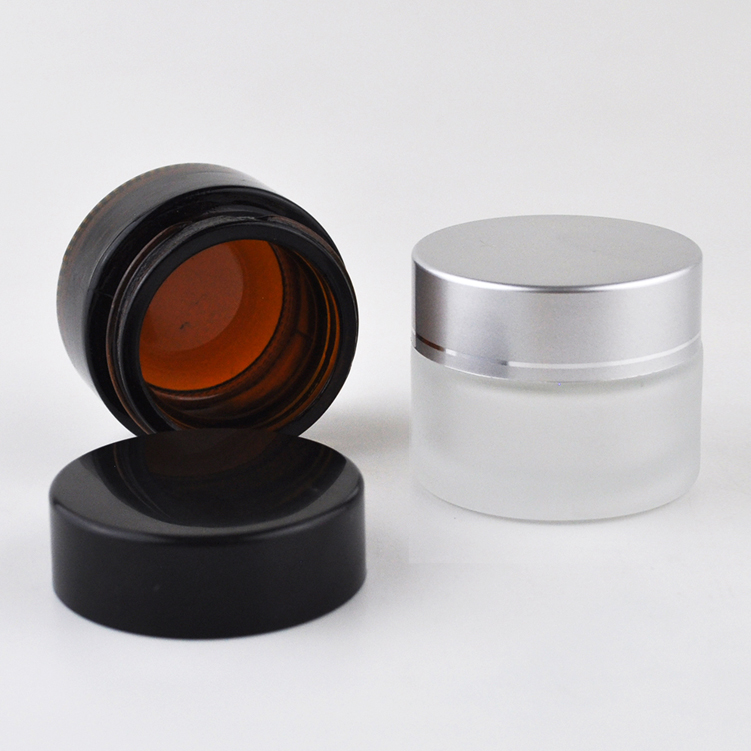 hot sale 5ml 10ml 15ml 20ml 30ml 50ml 100ml round glass face cream jar with aluminium cap