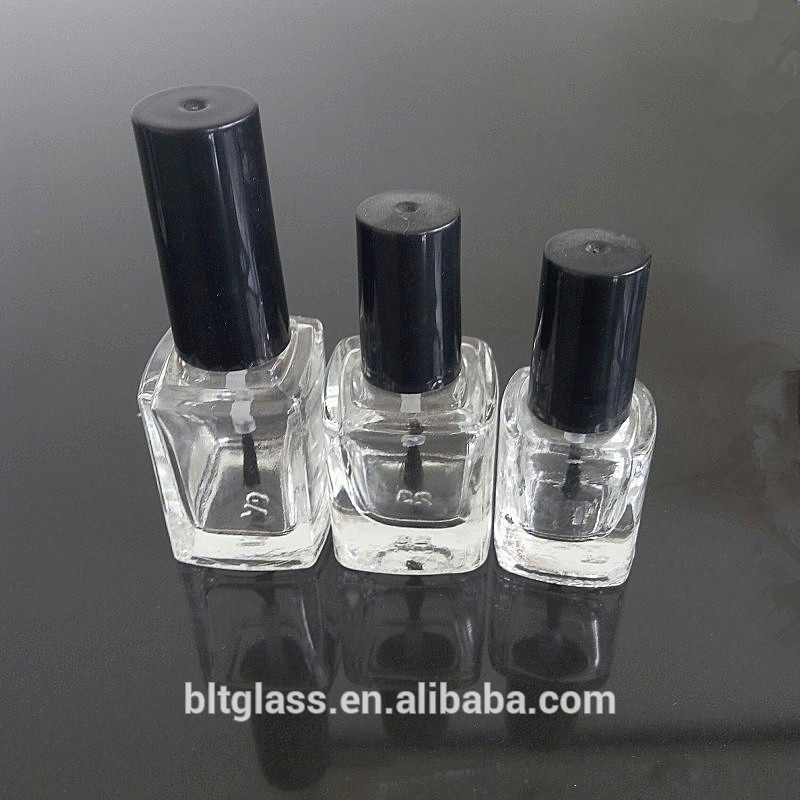 hot sale 5ml 10ml 15ml empty nail polish oil glass bottle with black cap and brush