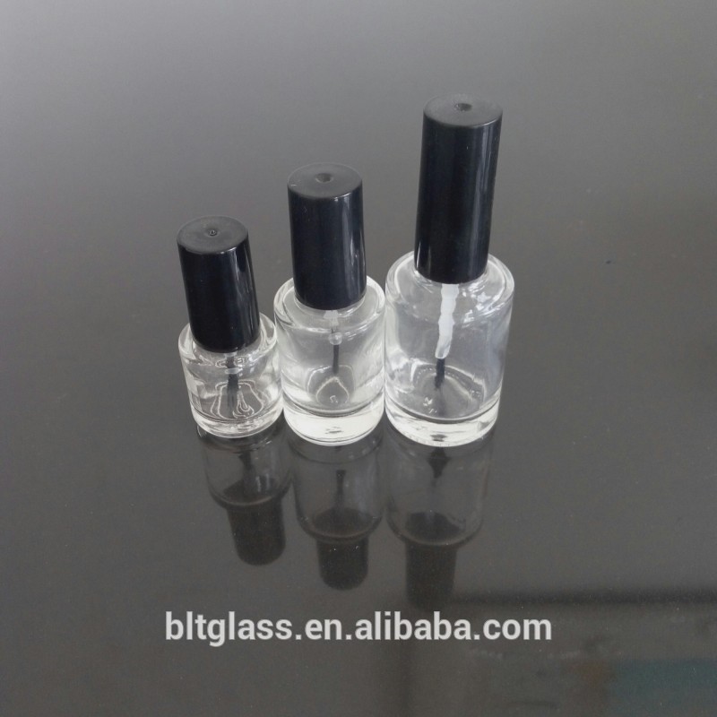 hot sale 5ml 10ml 15ml empty nail polish oil glass bottle with black cap and brush