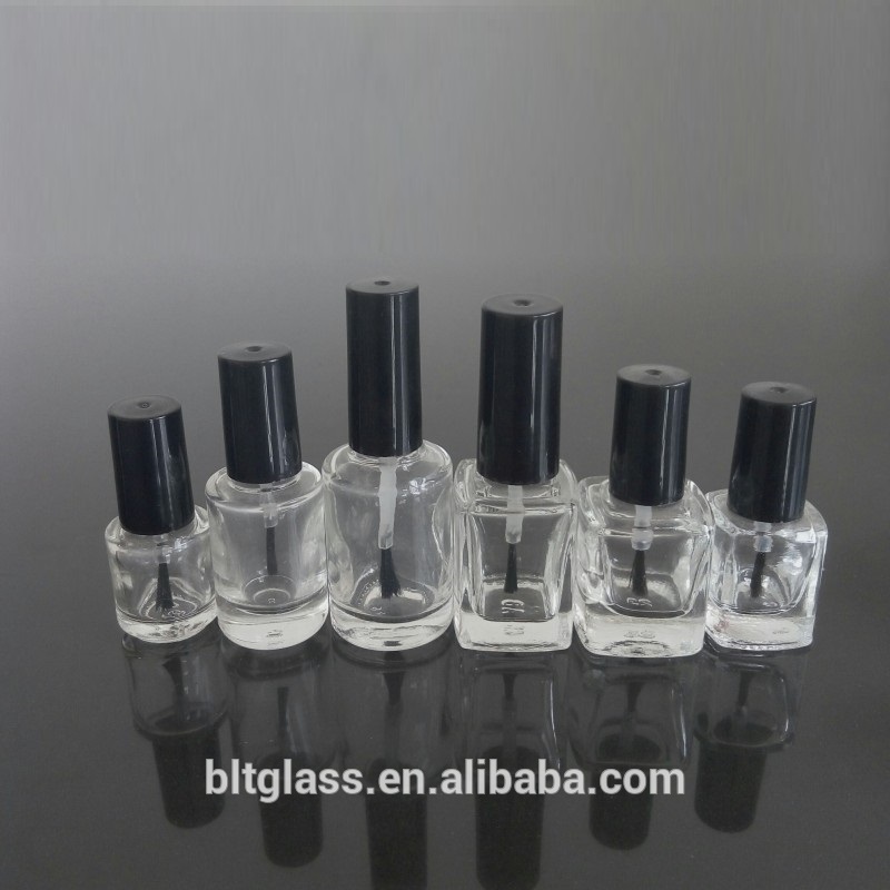 hot sale 5ml 10ml 15ml empty nail polish oil glass bottle with black cap and brush