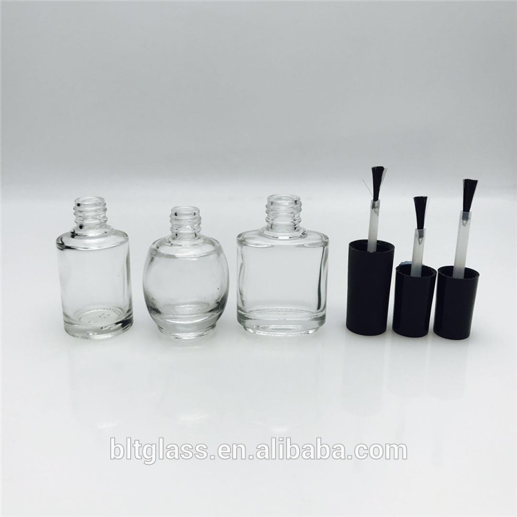 hot sale 5ml 10ml 15ml empty nail polish oil glass bottle with black cap and brush