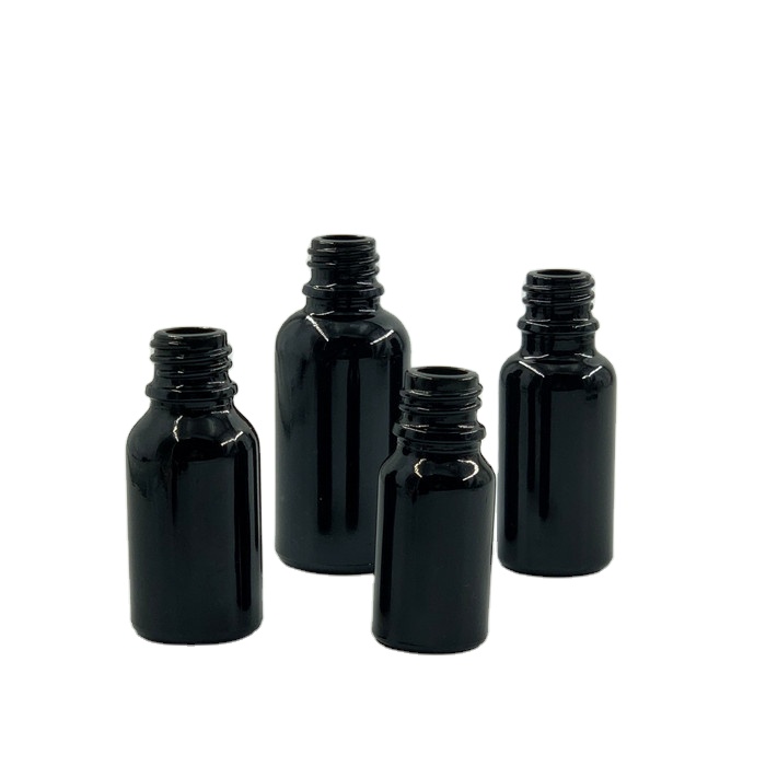 hot sale 5ml 10ml 20ml 30ml 50ml 100ml black essential oil glass bottle and dropper