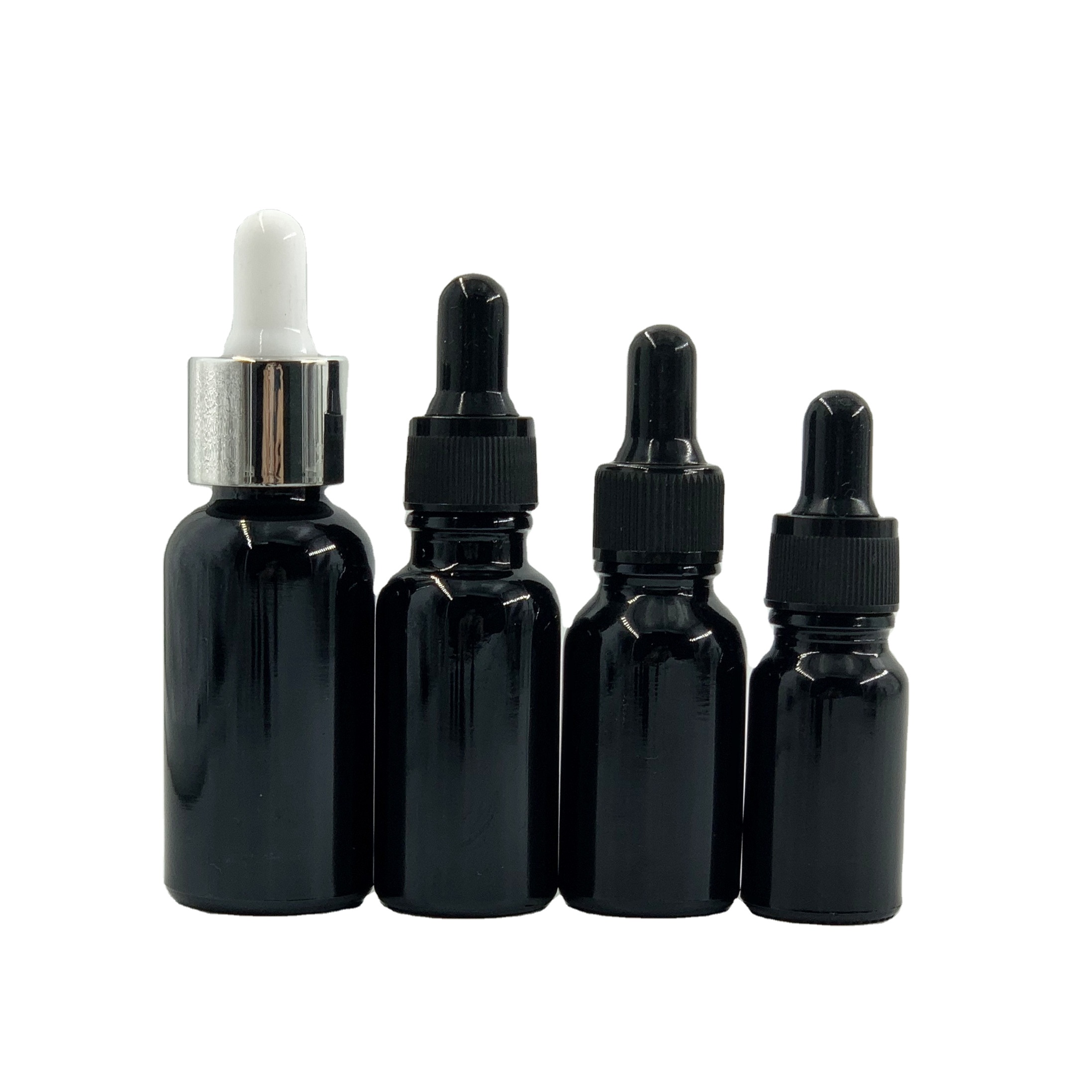 hot sale 5ml 10ml 20ml 30ml 50ml 100ml black essential oil glass bottle and dropper