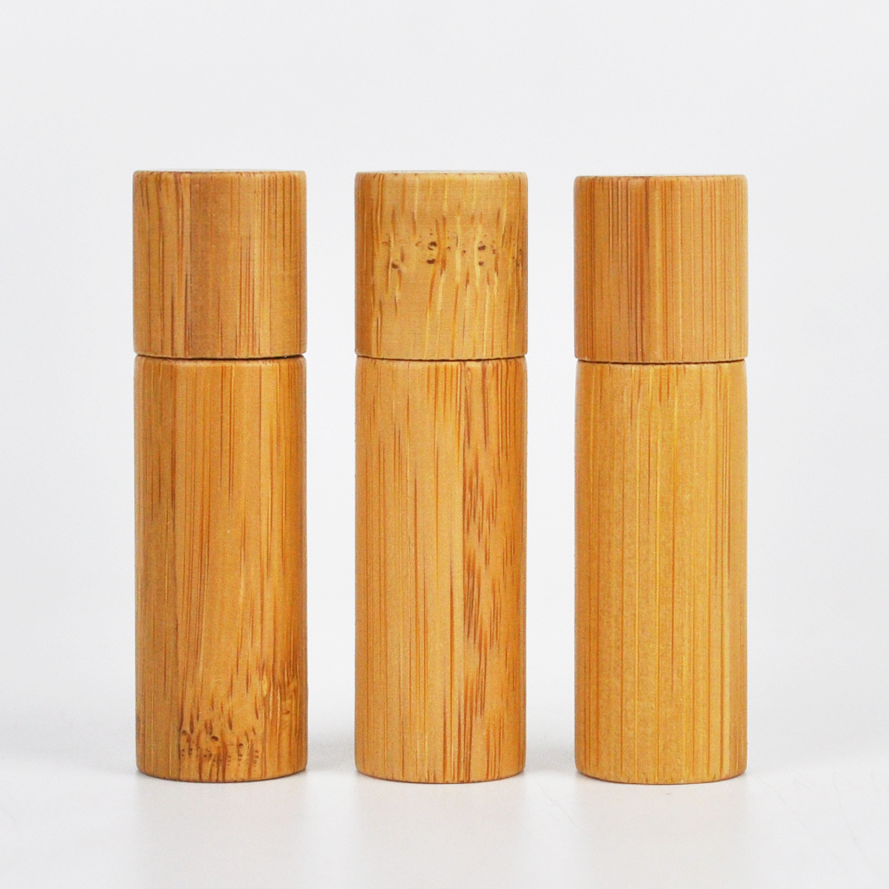 hot sale 5ml 10ml empty roll on bottle with bamboo packaging container