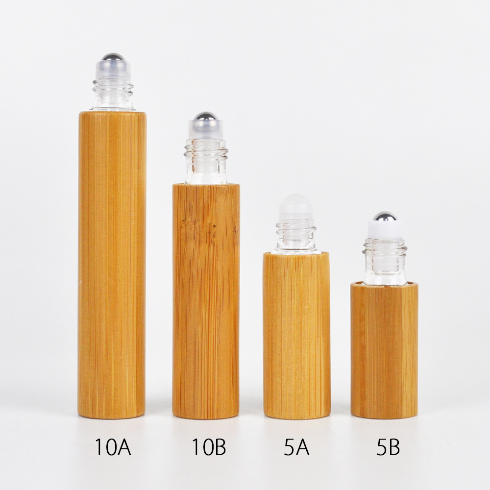 hot sale 5ml 10ml empty roll on bottle with bamboo packaging container