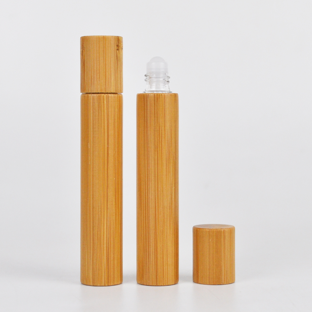 hot sale 5ml 10ml empty roll on bottle with bamboo packaging container