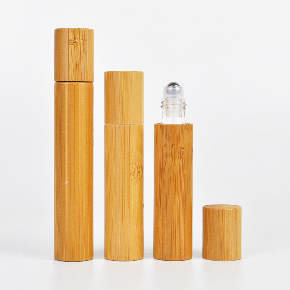hot sale 5ml 10ml empty roll on bottle with bamboo packaging container
