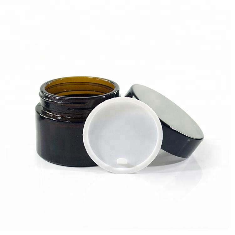 hot sale Amber Glass Cosmetic Cream Jar With Wide Mouth For Skincare