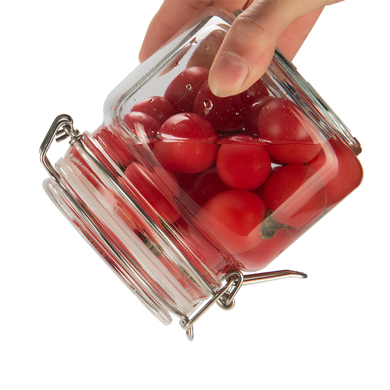 hot sale airtight glass salad dressing jar storage bottles with clip top