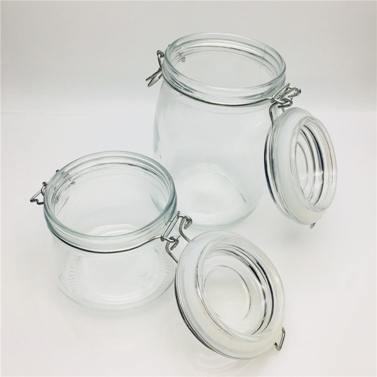 hot sale airtight glass salad dressing jar storage bottles with clip top