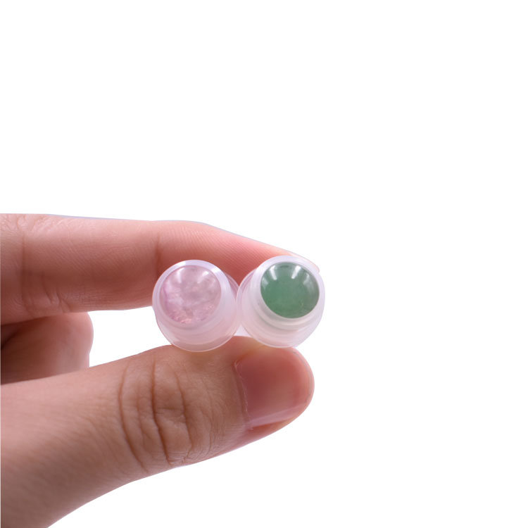 hot sale beautiful round gemstone and jade glass perfume / oil bottle roller
