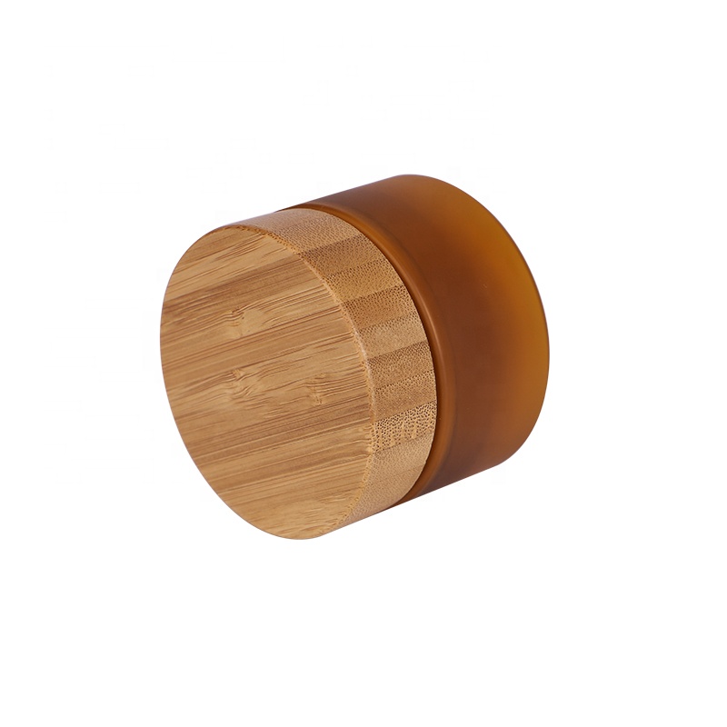 hot sale biodegradable nature food grade 5oz 150g cosmetic packaging frosted amber plastic jar with bamboo lid