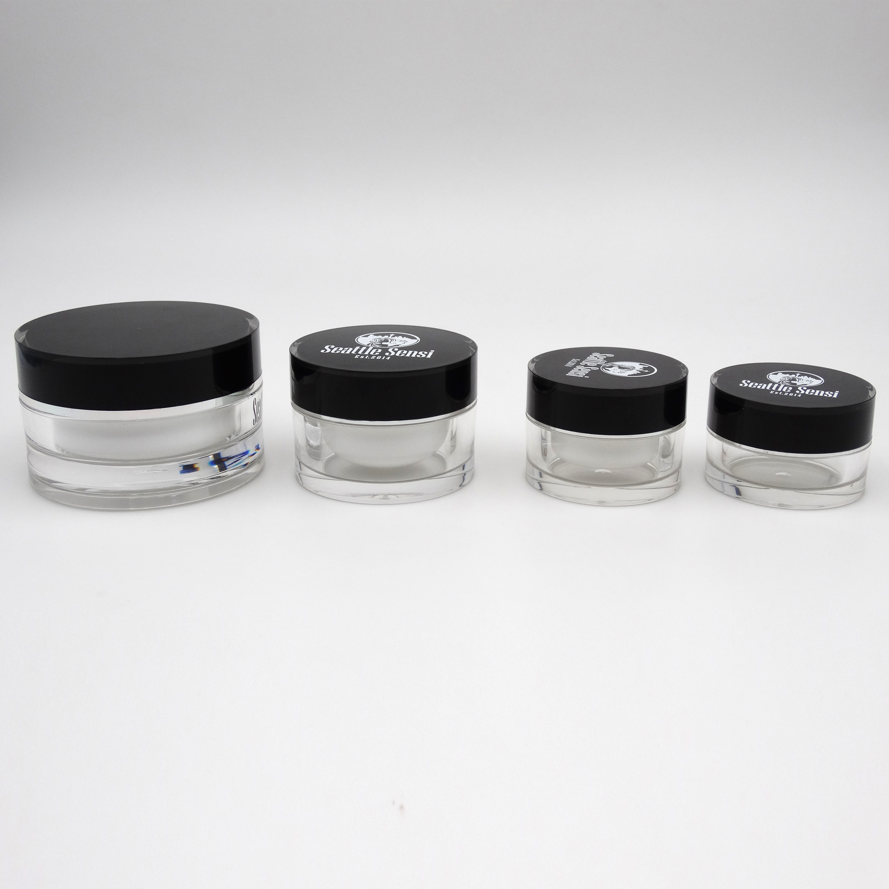 hot sale black round cosmetic face cream scrub lady cosmetic products jars container packaging